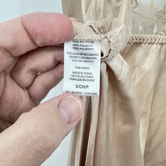 FLORA NIKROOZ slip nightie satin embroidered sleep lingerie negligee nude S - Picture 1 of 11